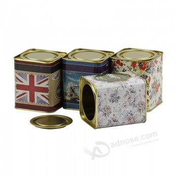 Nueva caja perSonalizada metalizado de lata del té del Sqaure para el almacenaje perSonalizado