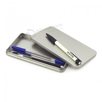Caixa de eStanho caixa de lápiS de metal prateado perSonalizado 