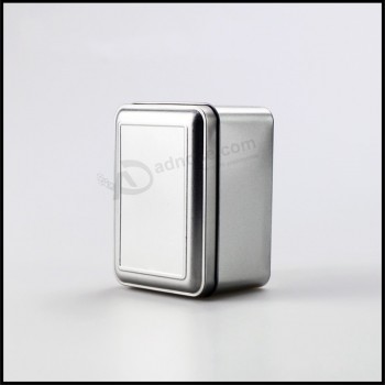 пользовательский прямоугольный подарок чай олова коробка в простой серебристый цвет