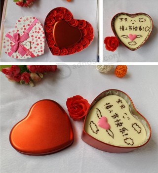 Caja de la lata de boda de forma de corazón para roSa jabón perSonalizado (Fv-041212)