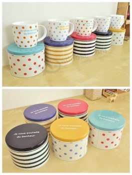 Round Gift Metal Tin Box for Ceramic Mug