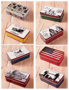 Caja de la lata de reGramoalo de almacenamiento de joyaS vintaGramoe (Fv-041218)