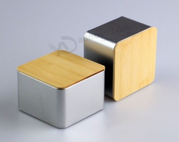 Wholesale Square Airtight Tea Tin Cans with Bamboo Cover