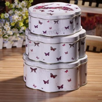Caja de la lata vintaGramoe boda con forma de flor perSonalizada 