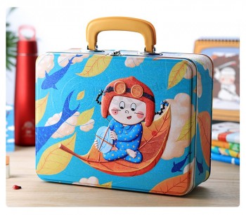 Hand-Painted Lunch Tin Box 3D Embossed