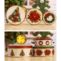 Wholesale Christmas Round Tin Box with Christmas Trees Printing