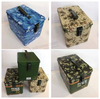 металлическая оловянная коробка с военной камуфляжной печатью
