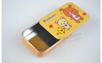 Wholesale Rectangular Tin Box with Sliding Lid and Keychain