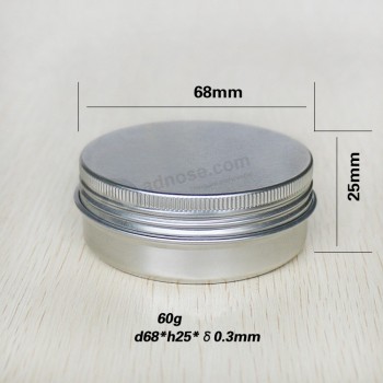 Wholesale 60g Screw Aluminum Tin Jar for Cream, Lip Balm, Hair Wax, Candle, Spice