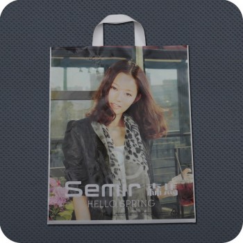 Customized high-end Printed Plastic Carrier Bag with Soft-Loop Handle