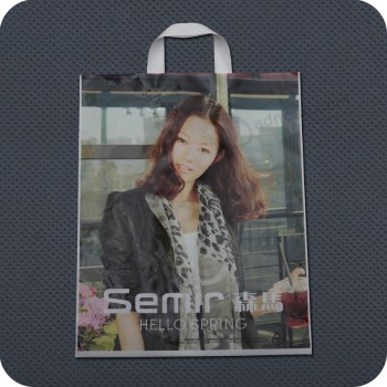 Customized high-end Big Size Plastic Soft-Loop Handle Bag for Garments