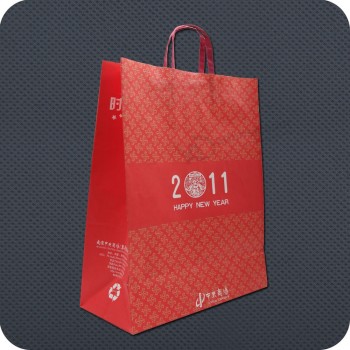 卸売り高-ツイストハンドル付きのカラフルな紙のショッピングバッグのための最後のカスタムロゴ