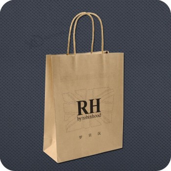 оптовый высокий-конечный пользовательский логотип для торговой сумки для крафт-бумаги