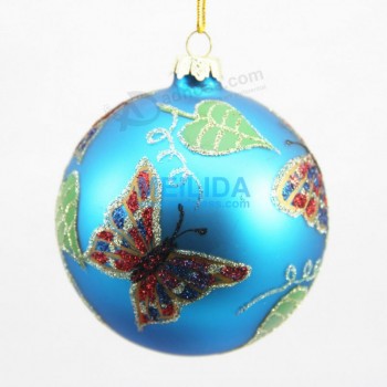 卸売カスタマイズされた最高品質の輝くプラスチックブルーのクリスマスボールデコレーション用