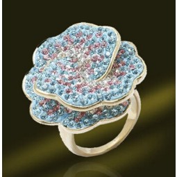 Wholesale customized high-end Fashionable Crystal Rose Flower Ring