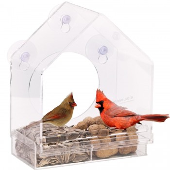 アクリル窓の鳥のフィーダの家スライディングフィードトレイ卸売