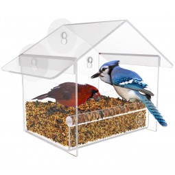 High Quality Clear Acrylic Bird Feeder with Strong Suction Cups Wholesale
