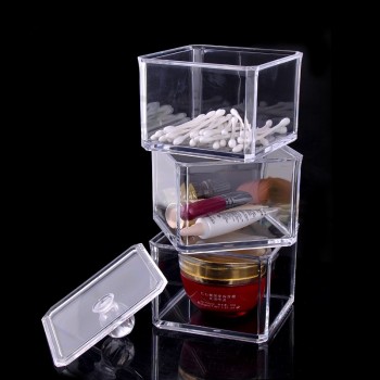 Acrylic Square Stackable Box with Cover, Suitable for Makup Storage Wholesale