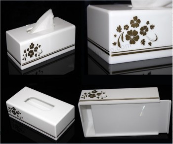 Modern White Acrylic Bathroom Facial Tissue Dispenser Box Cover / Decorative Napkin Holder Wholesale