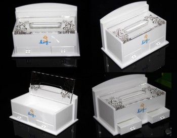防水と防塵白い長方形のアクリルティッシュボックス、ティッシュホルダー、ティッシュディスペンサー卸売