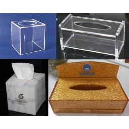 Custom Modern Acrylic Countertop Pull out Storage Drawer / Cosmetic Organizer Box W/ Tissue Dispenser Wholesale