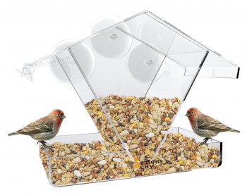 пользовательский акриловый прозрачный кормушка для птиц с низкой ценой для двух птиц