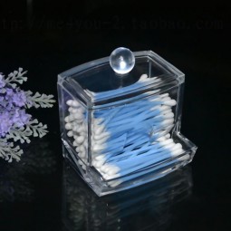 New Design Clear Acrylic Cotton Swab Storage Holder Box Cosmetic Makeup Case Wholesale