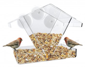 акриловый прозрачный кормушка для птиц с низкой ценой для двух птиц оптом