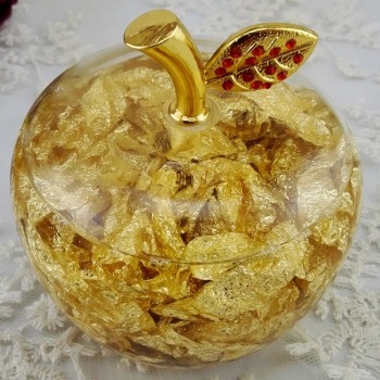 ゴールドアクリルクリスタル素敵なクリスマスの工芸品クリスマスイブ小さなリンゴ