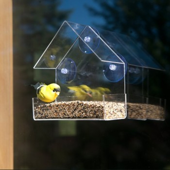 высокое качество пользовательских треугольник окно ясно акриловые птицы фидер оптом
