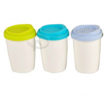 Customied top quality Everich Double Wall Ceramic Coffee Mug with Silicone Lid