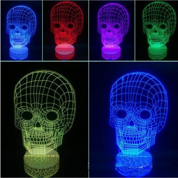 3D Human Skull Lamp LED Light Desk Man Cave Halloween Gift Night Light Ghost Wholesale