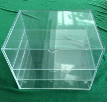 亚克力材料化妆品组织者与3个抽屉，丙烯酸珠宝组织者与抽屉批发