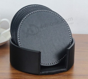 Customied high quality New Design Logo Customized Leather Cup Mat