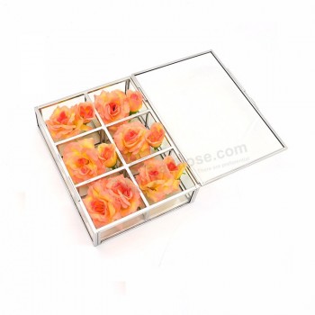2017 изготовленный на заказ дизайн розовые коробки акриловые цветы дисплей коробки оптом
