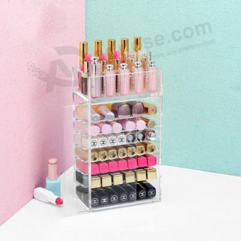 7 레이어 대용량 투명 아크릴 화장품 립스틱 저장 상자 도매