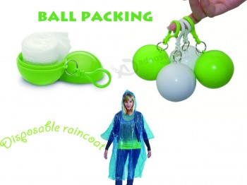 Disposable Raincoat Ball with Keyring, Made of PE Wholesale