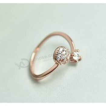 Factory direct sale top quality Korean Style Rose Gold Zircon Ring