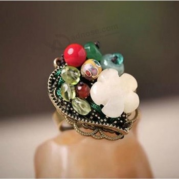 завод прямые продажи верхний качество boho style красочный драгоценный камень этническое кольцо