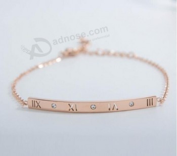Factory direct sale top quality Silver Nameplate Engraved Name Bar Rose Gold Bracelet