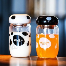 Factory direct sale top quality Cute Glass Water Bottles with Mushroom