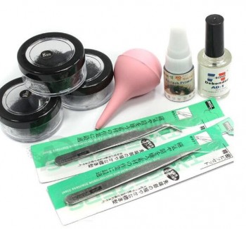 Factory direct sale top quality 8/10/12mm False Individual Extension Black Eyelash Glue Adhesive Tweezer Kit
