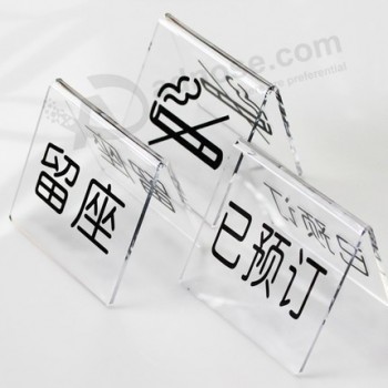 Transparent Double-Sided V Shape Acrylic Holder Reserved Table Sign Wholesale