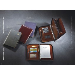 Customized high quality Leather Notebook with Magnet Hook Interior Pocket and Slots