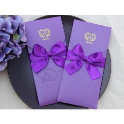 Customized high quality Paper Invitation Cards with Ribbon Wedding Invitations Cards
