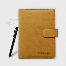 Wholesale customized high quality Leather Cover Agenda with Back Pocket Notebook with Pen