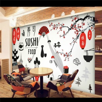 Fabriek prijs op maat afdrukbare restaurant decoratie muurschildering behang goedkope groothandel