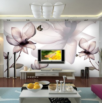 大尺寸客厅沙发背景花卉壁纸批发