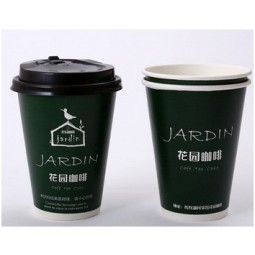 Wholesale customized top quality Disposable Green Paper Cups with Cover,