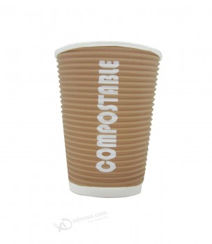 Wholesale customized top quality Kraft Ripple Wall Paper Cups Offset Logo, PE Paper Cup